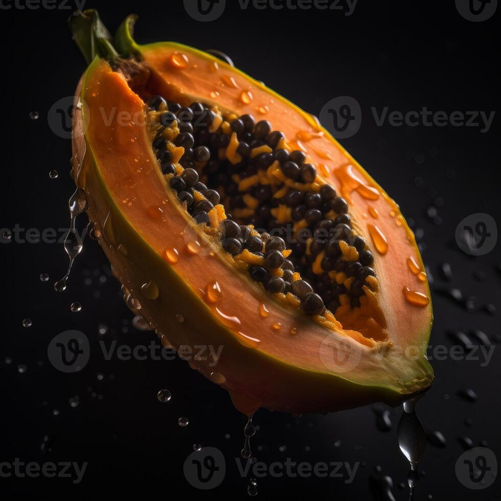 bild av papaya sömlös bakgrund synlig droppar av vatten generativ ai foto