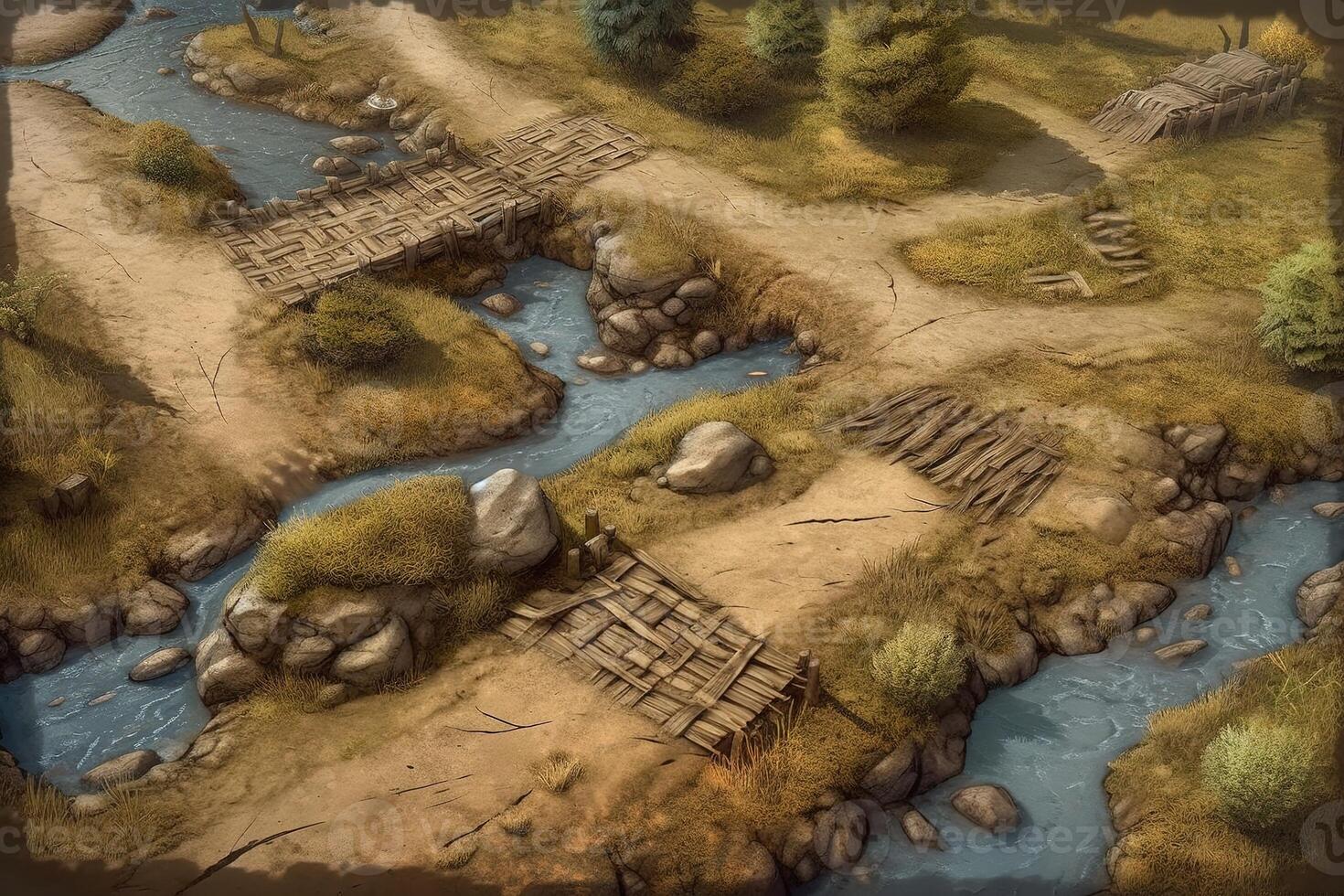 grumlig slagfält Karta skyttegravar spel Resurser illustration bakgrund med generativ ai foto