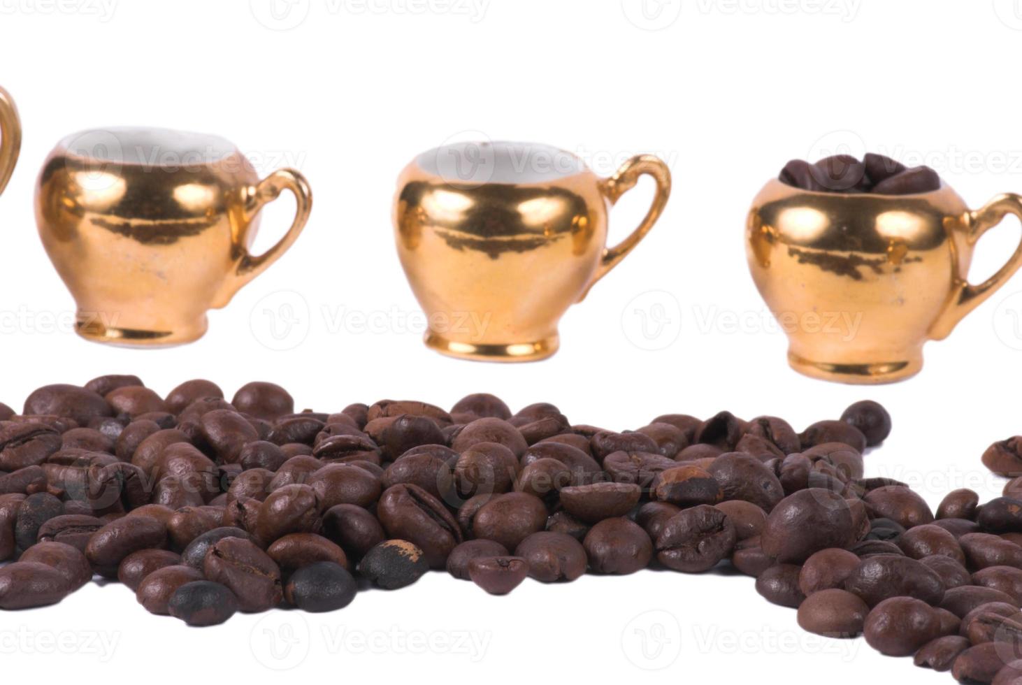 kaffe och gyllene kaffe service foto