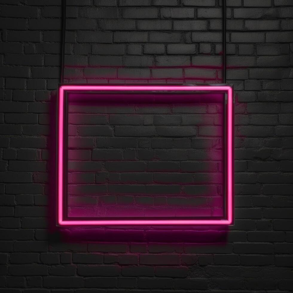 neon ram på mörk bakgrund. illustration ai generativ foto