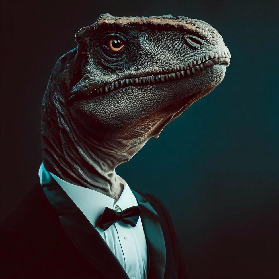 dinosaurie i en smoking foto