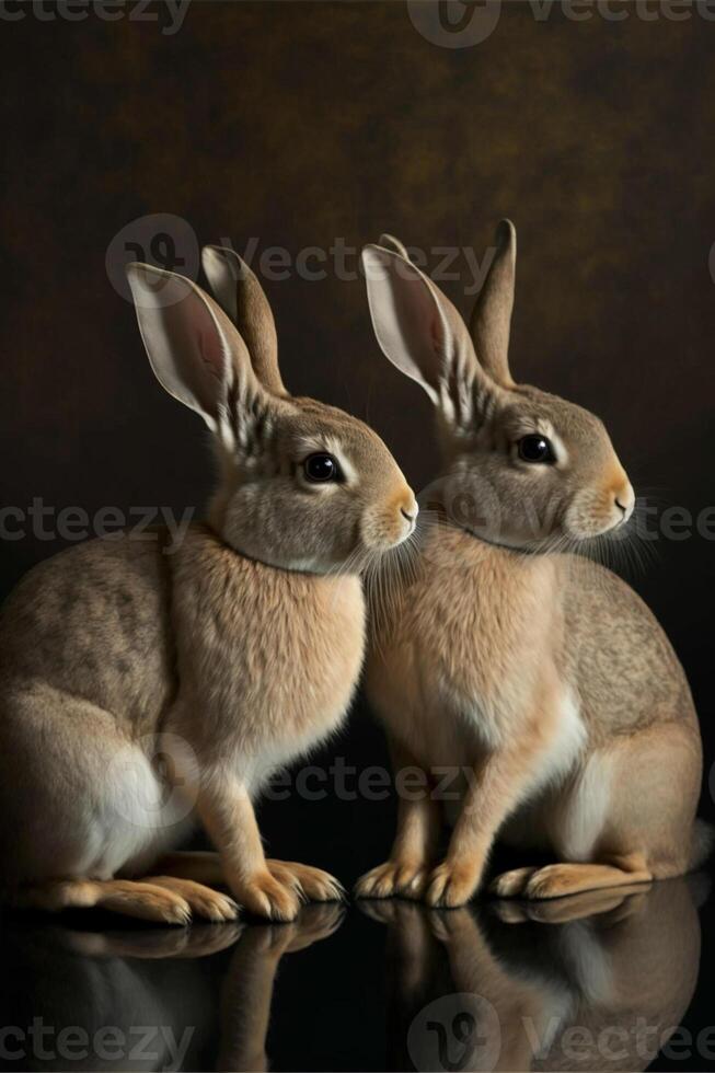 två av kanin. generativ ai foto