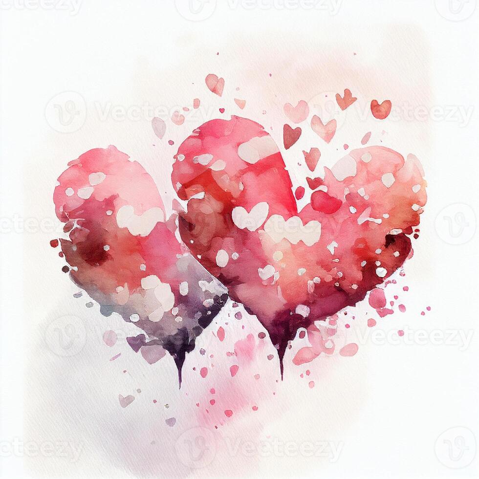 valentine hjärtan kärlek rosa vattenfärg. generativ ai foto