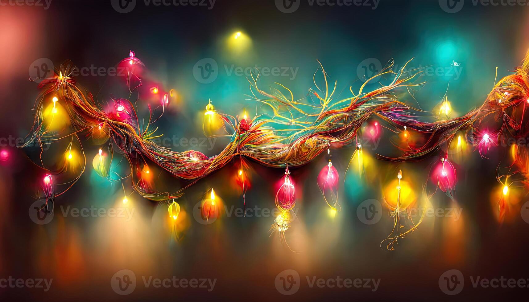 förvånande abstrakt jul lampor på bakgrund. generativ ai foto