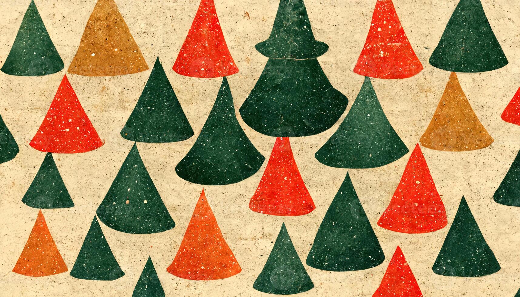 attraktiv många årgång jul träd som sömlös bricka textur, detaljerad, färgad. generativ ai foto