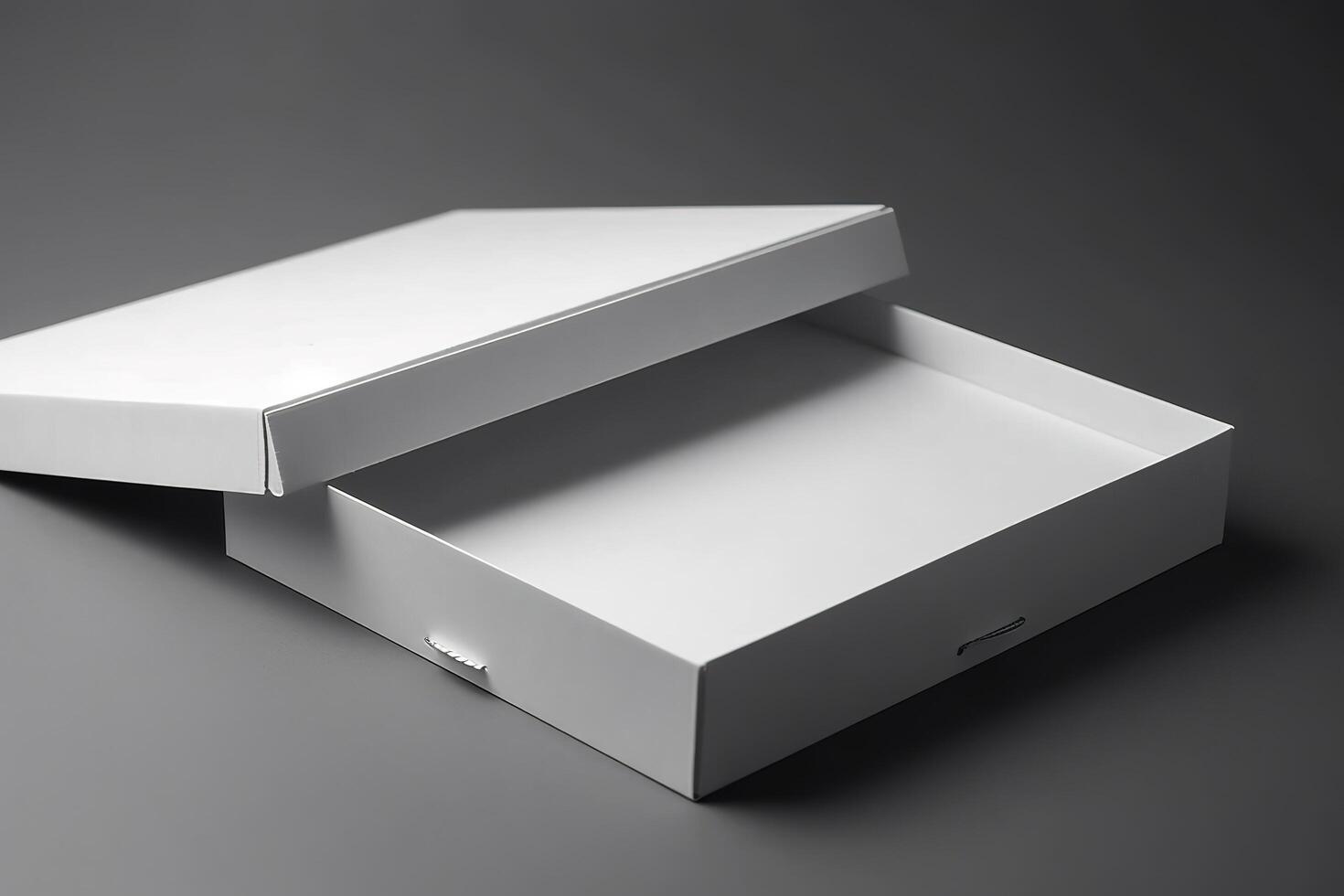 tom vit pizza förpackning låda för attrapp illustration med generativ ai foto