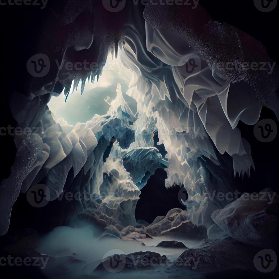 ett bild av de inuti av en grotta. generativ ai. foto