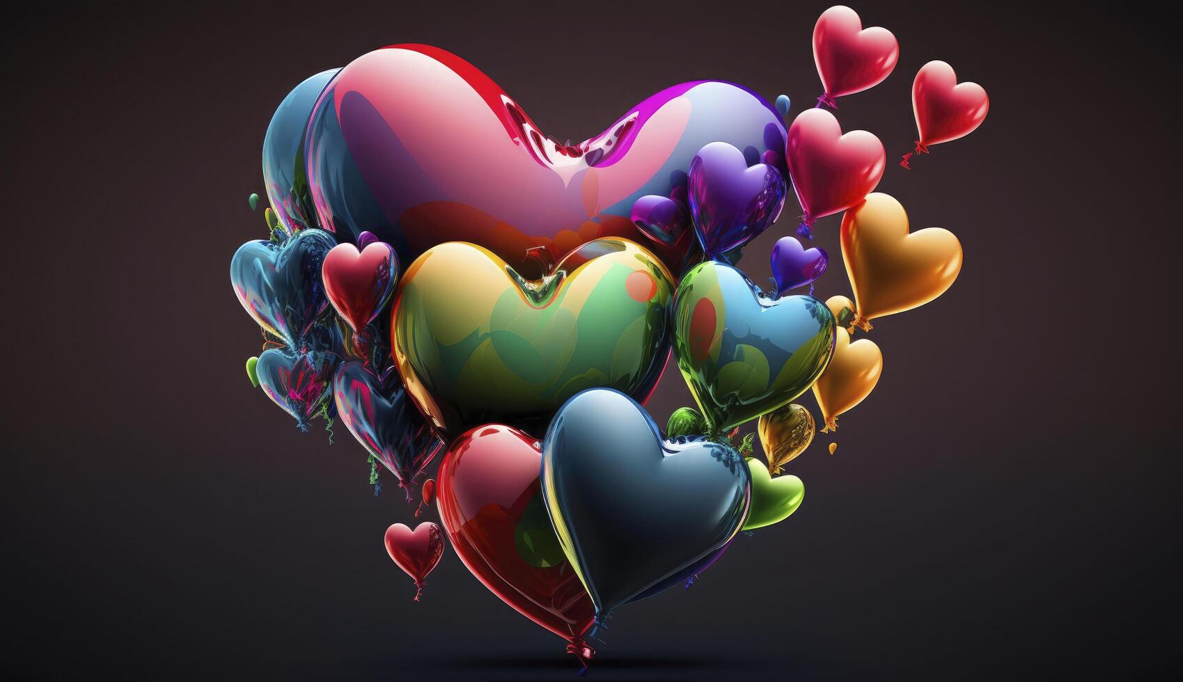 färgrik hjärta form ballonger. generativ ai. foto