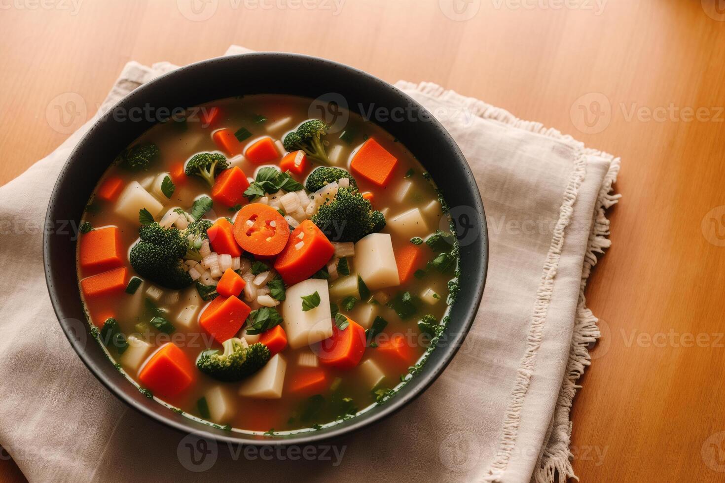pumpa soppa med grädde och persilja. krämig tomat soppa. kyckling nudel soppa. generativ ai foto