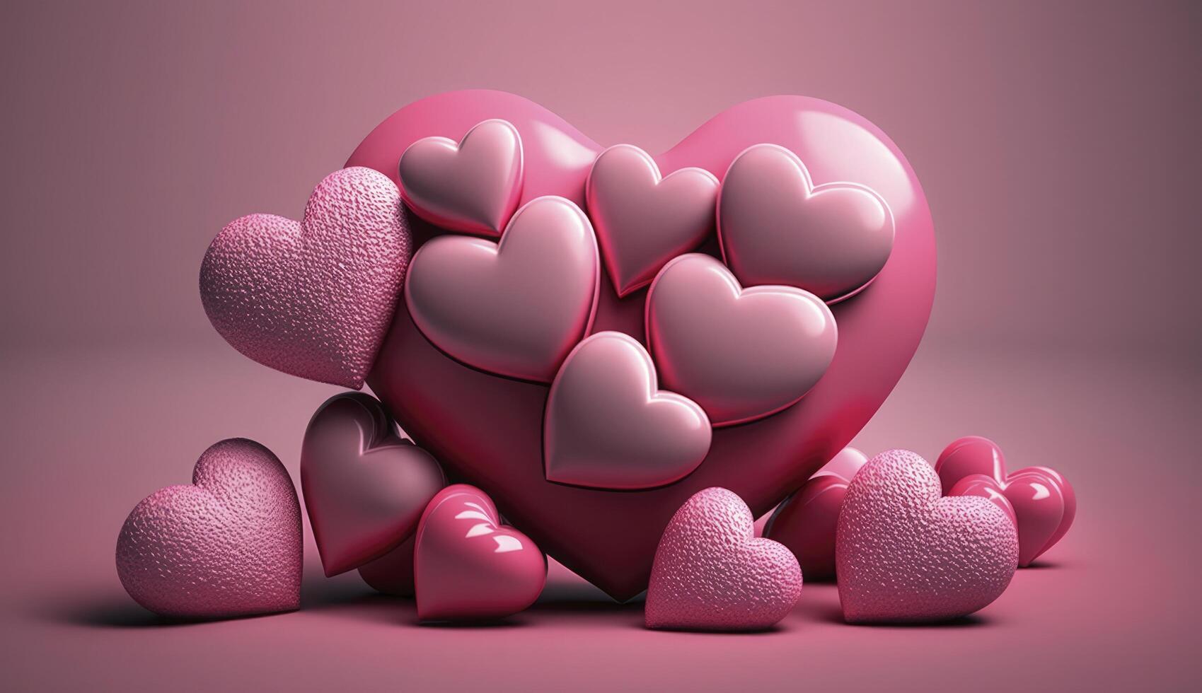 ljuv rosa hjärtan form för valentines dag , mor dag eller bröllop årsdag , generativ ai foto