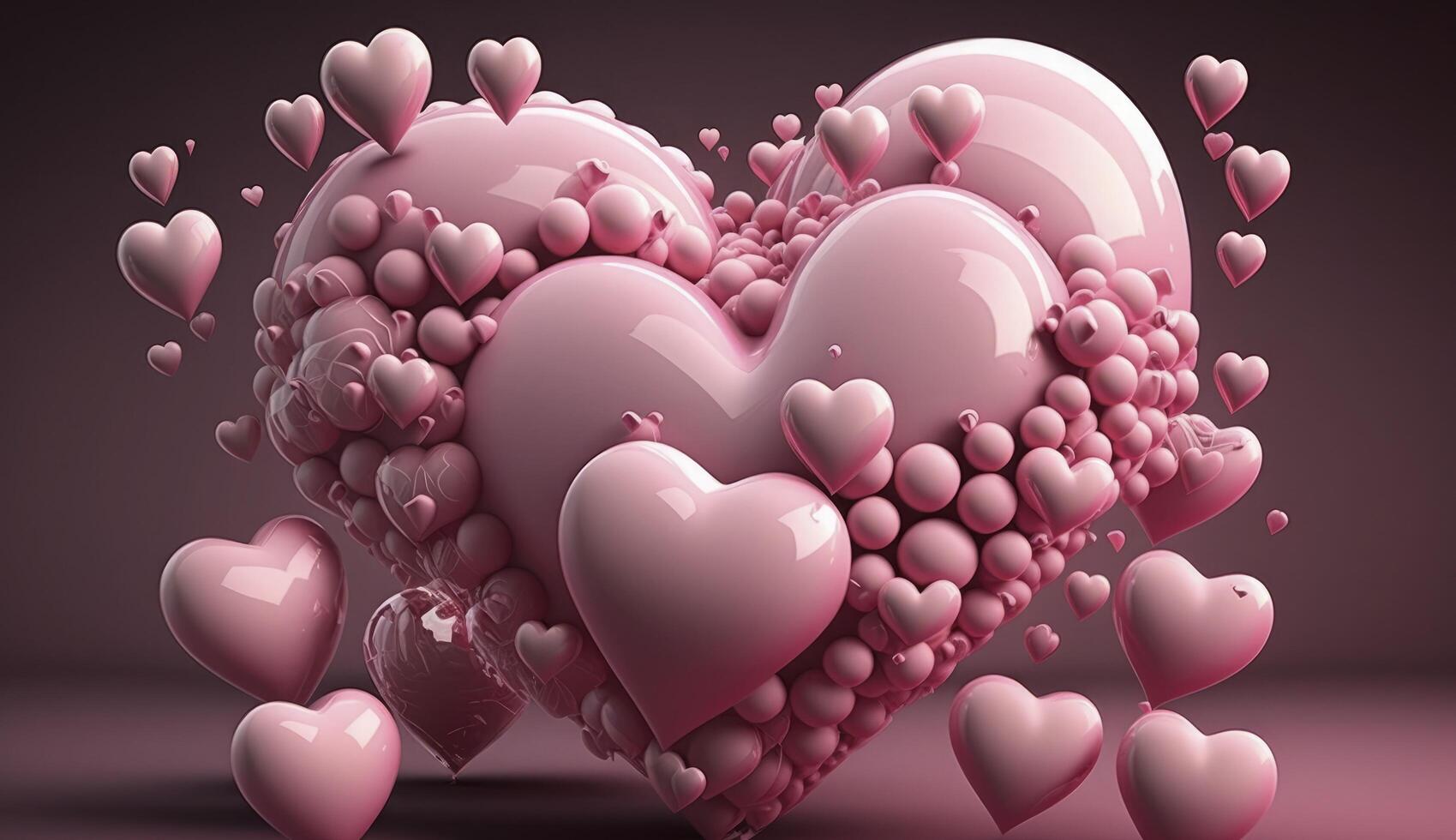 ljuv rosa hjärtan form för valentines dag , mor dag eller bröllop årsdag , generativ ai foto