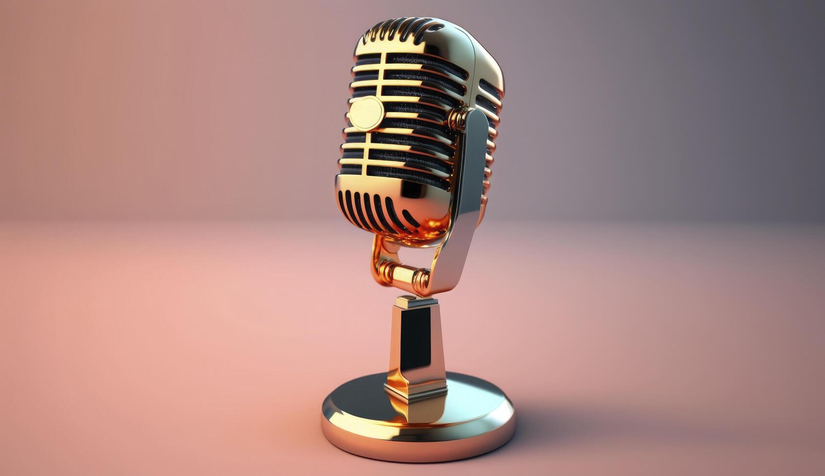 radio station retro metallisk mikrofon för leva podcast eller visa utsända leva evenemang och omkodning studio begrepp - generativ ai foto