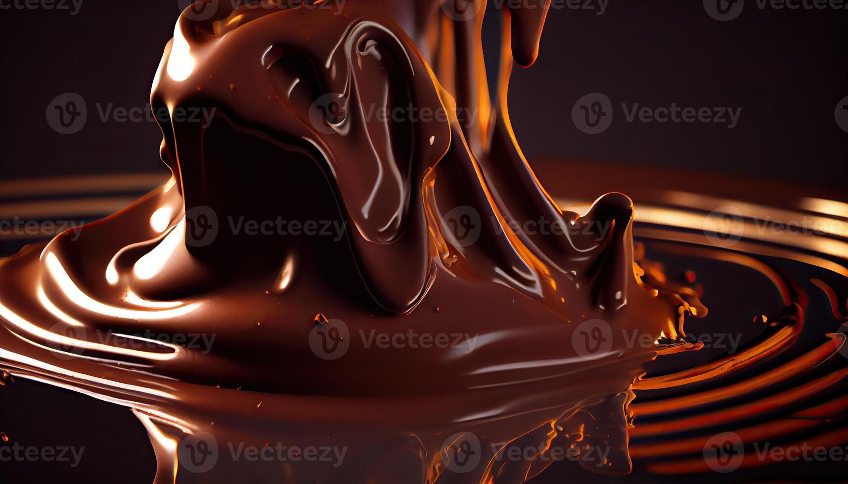 generativ ai illustration av smält varm choklad bakgrund, smält mörk choklad flöde, kopia Plats foto