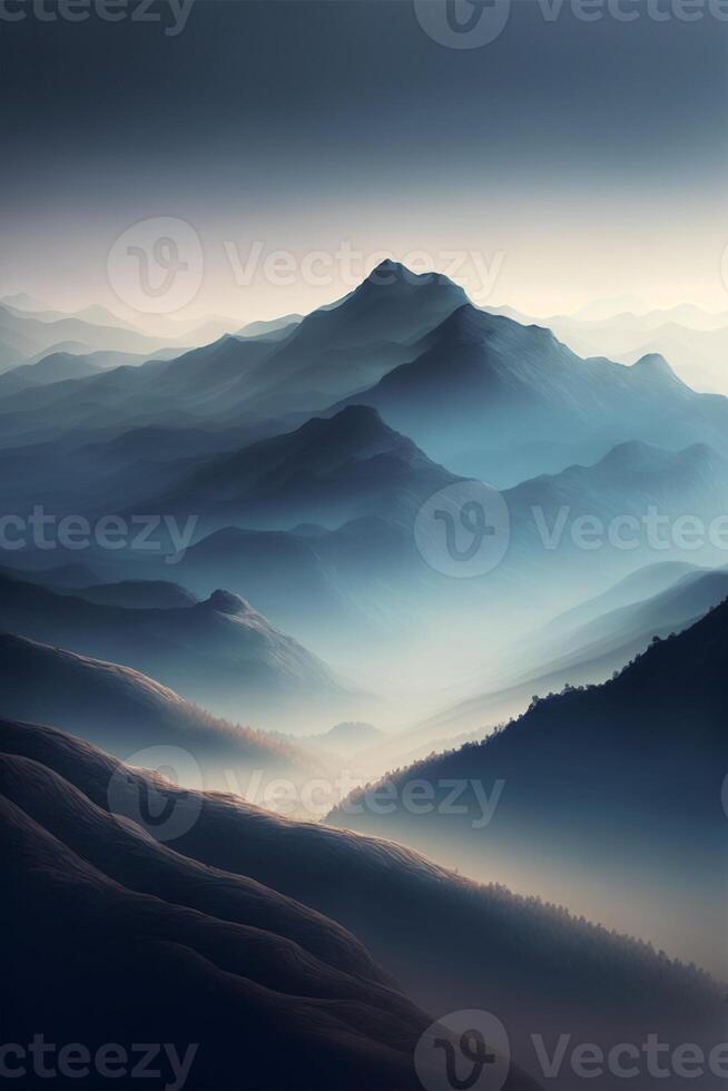 landskapsskiktad berg. generativ ai. foto