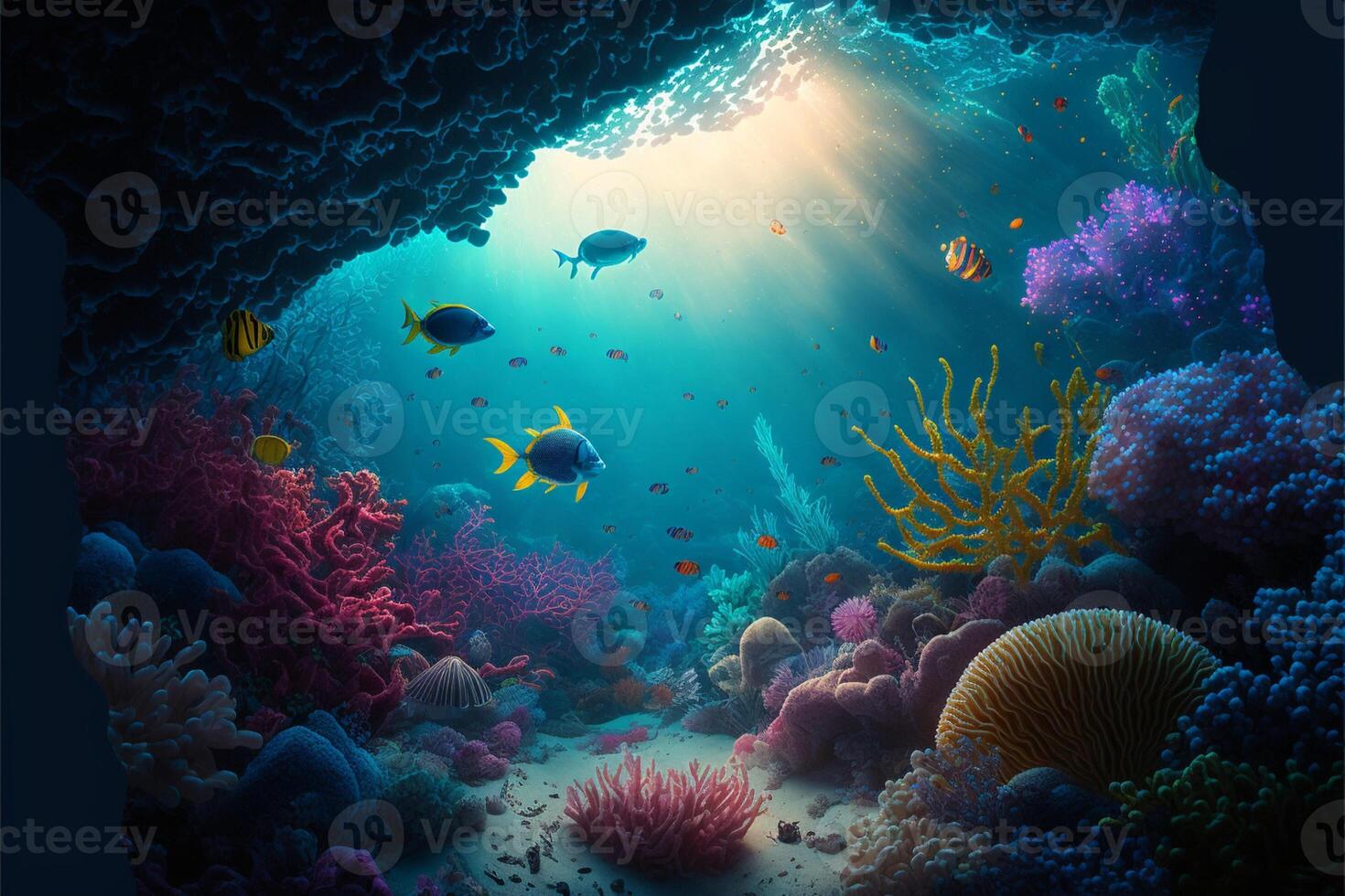 under vatten hav bakgrund landskap. generativ ai foto