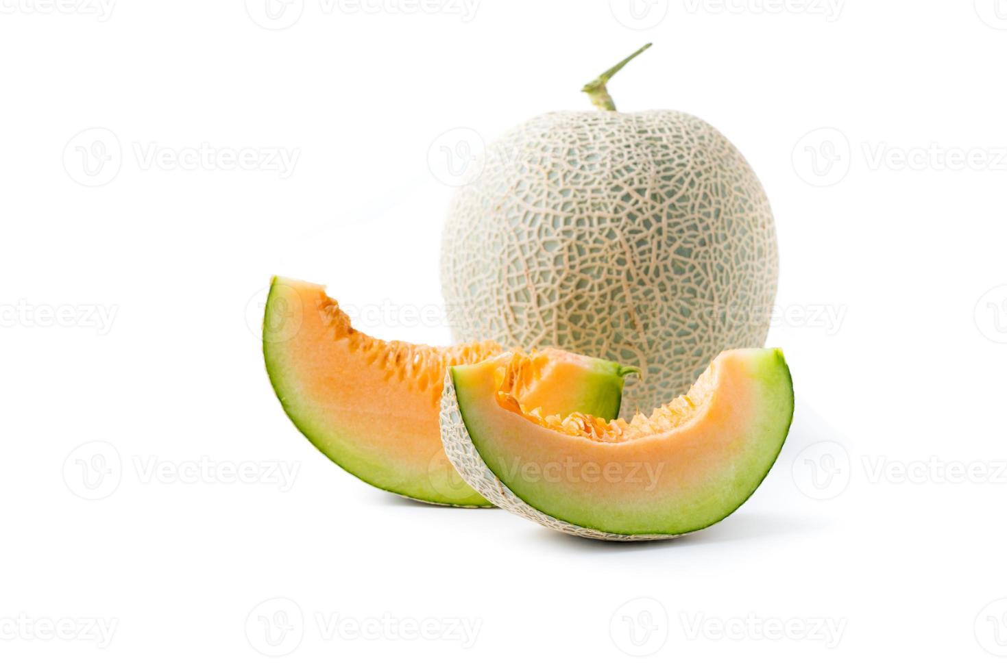 skivad melon isolerat på vit bakgrund foto