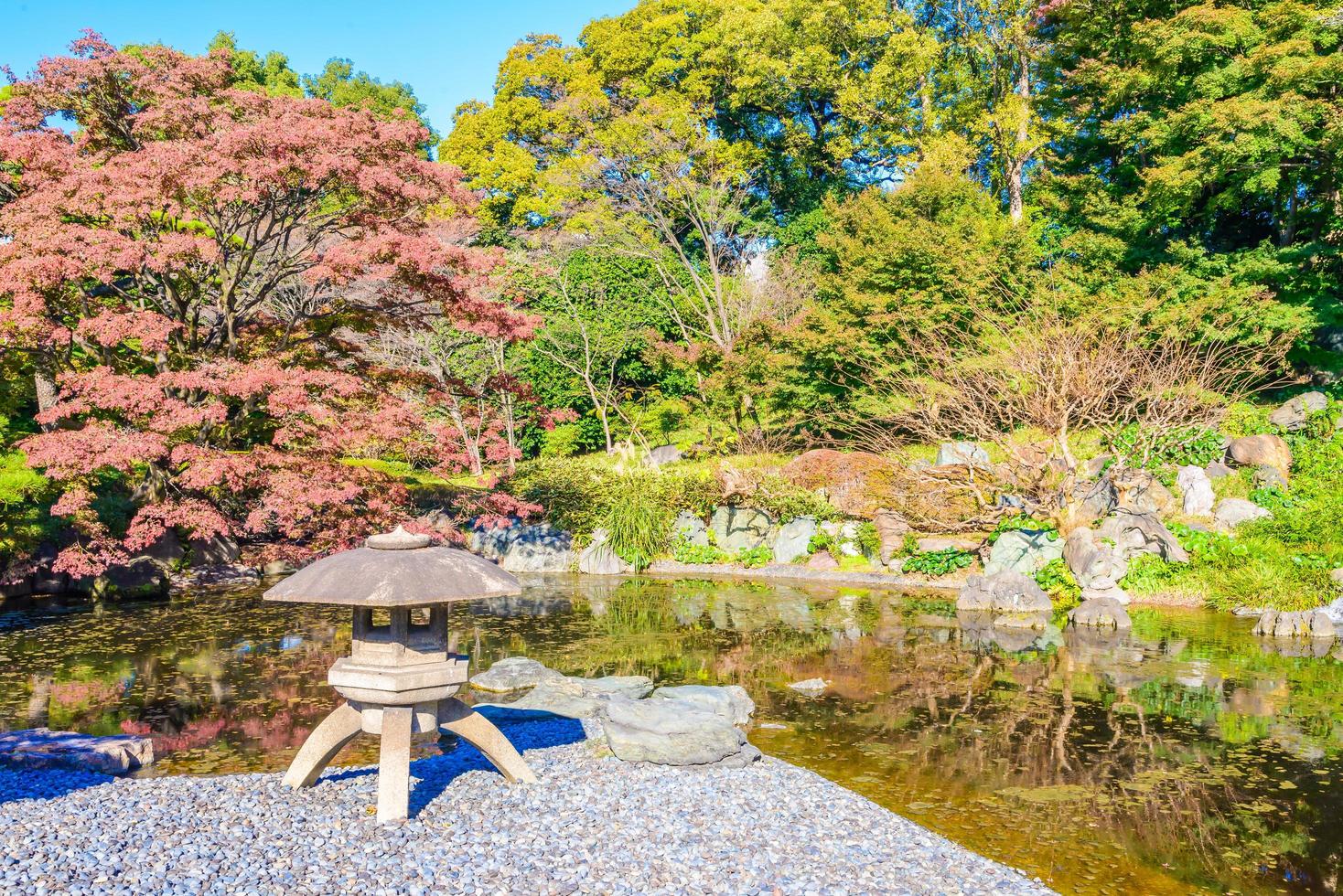 trädgård i parken vid det kejserliga palatset i tokyo, japan foto