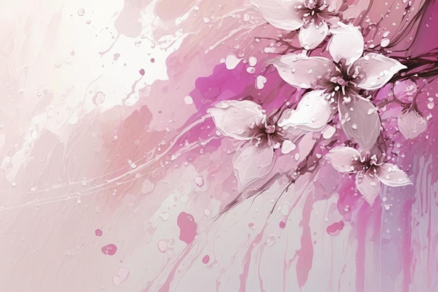 abstrakt målning tycka om körsbär blommar och jordgubb mjölk vår hand dragen bakgrund textur, kinesisk målning körsbär blomma foto