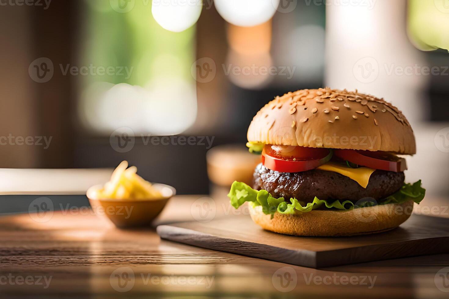 ostburgare - amerikan ost burger med färsk sallad tomat och lök. ai generativ foto