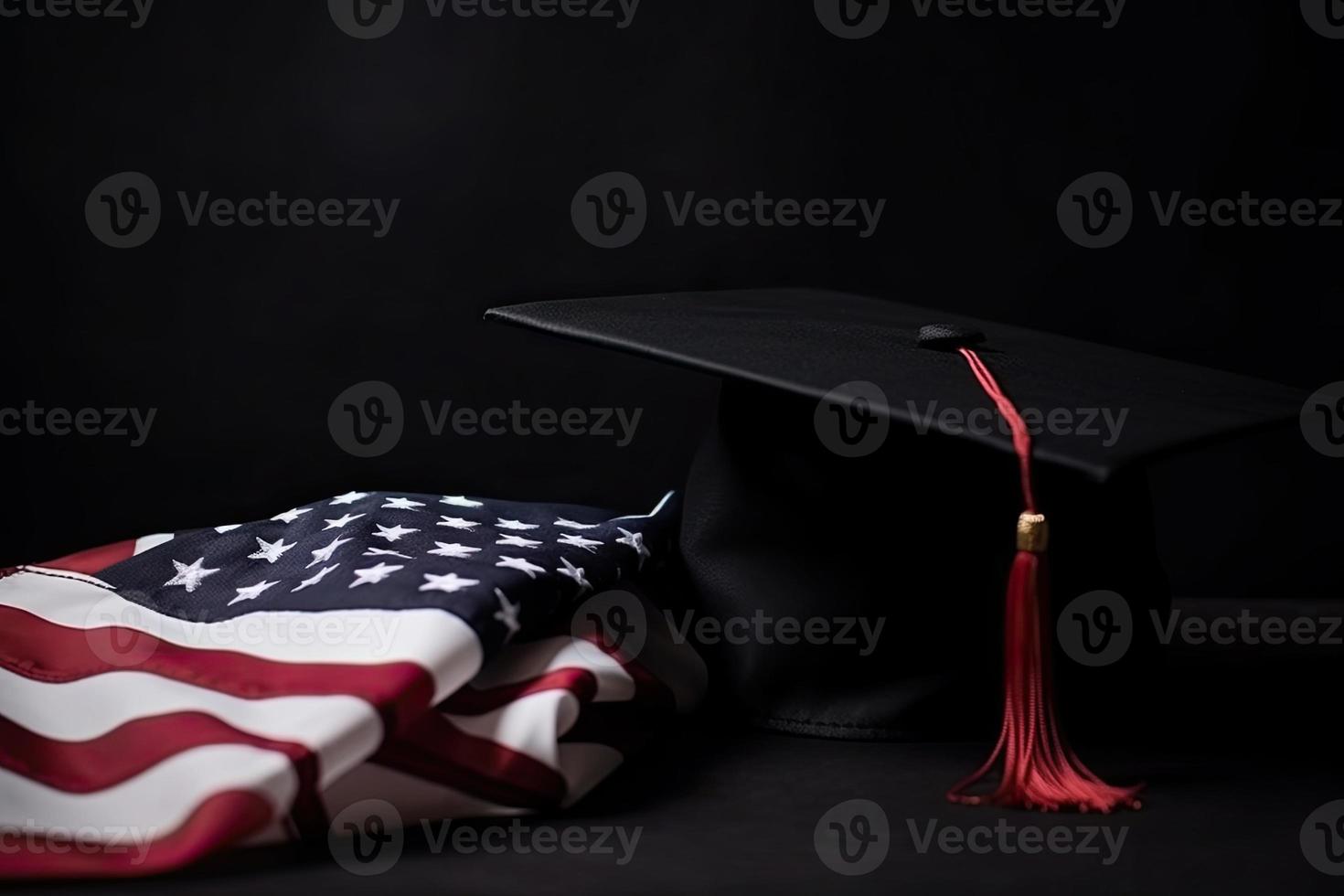 en gradering keps på de amerikan flagga foto