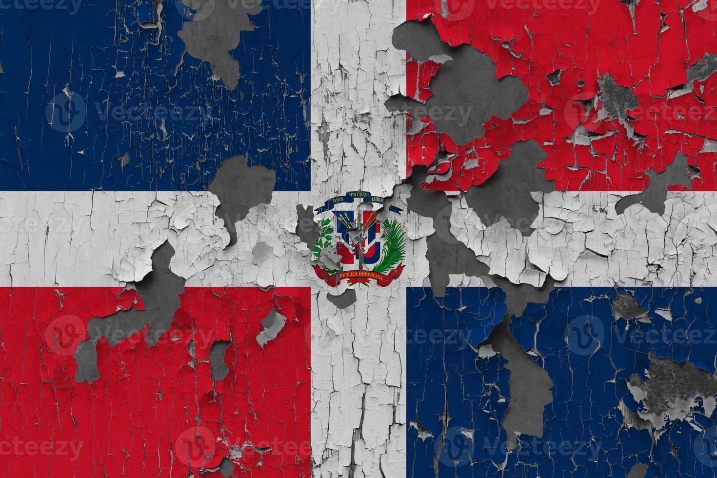 3d flagga av Dominikanska republik på sten vägg foto