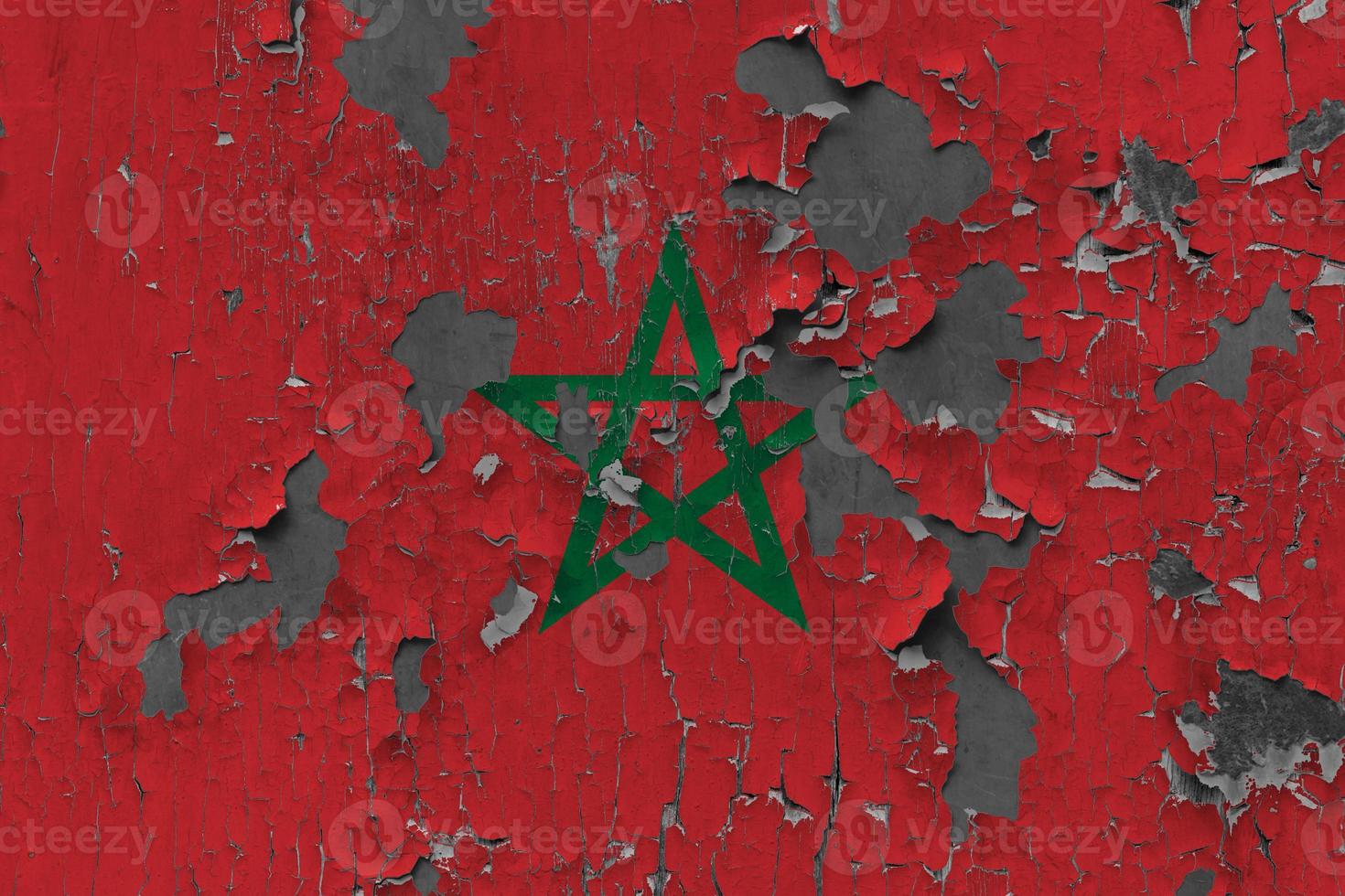 3d flagga av marocko på ett gammal sten vägg bakgrund. foto