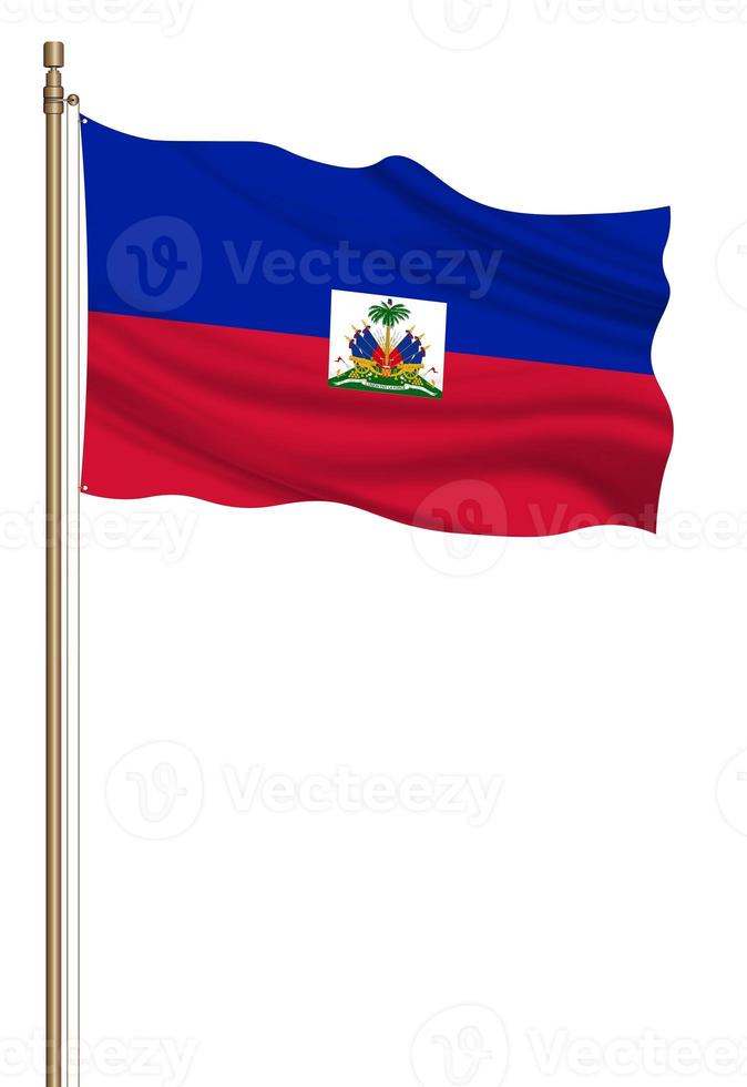 3d flagga av haiti på en pelare foto