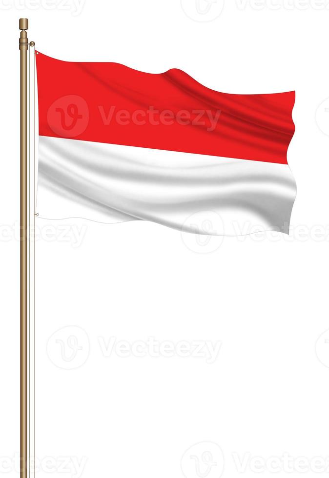 3d flagga av indonesien på en pelare foto