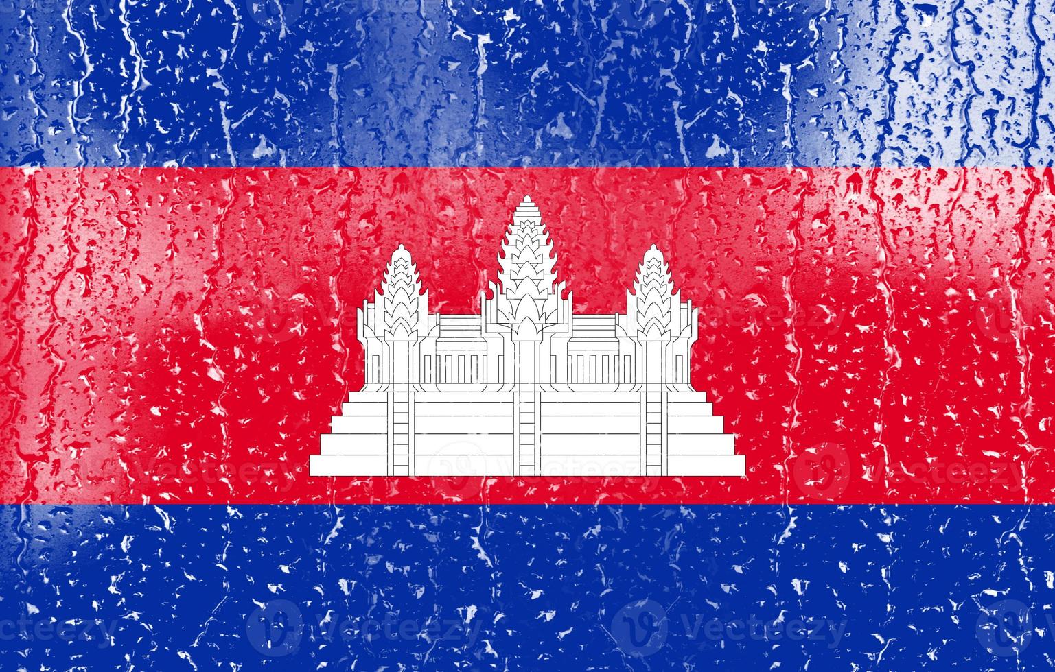 3d flagga av cambodia på en glas foto