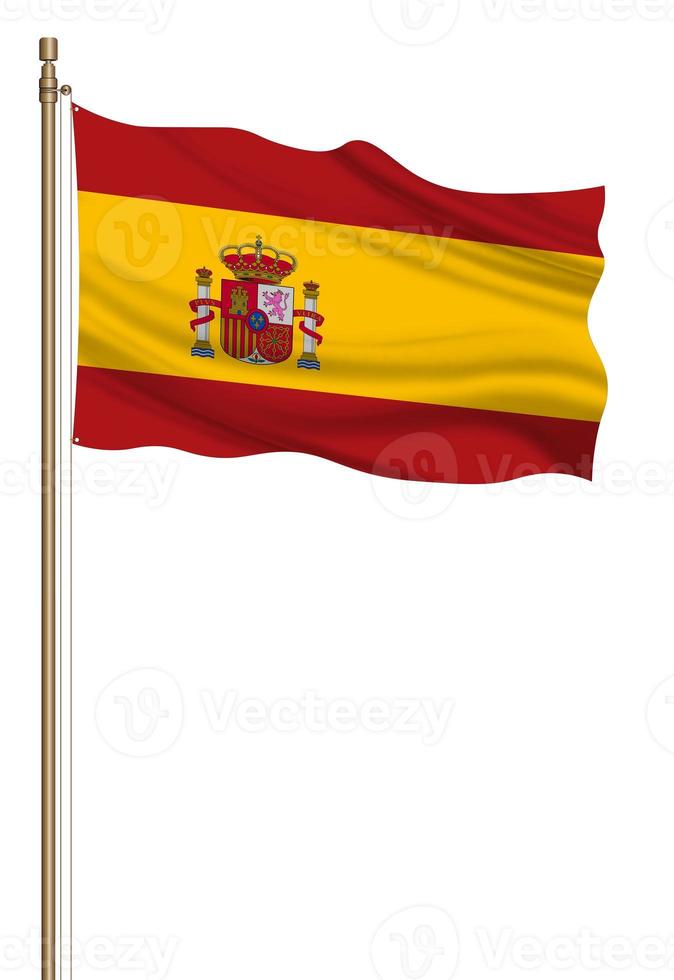 3d flagga av Spanien på en pelare foto