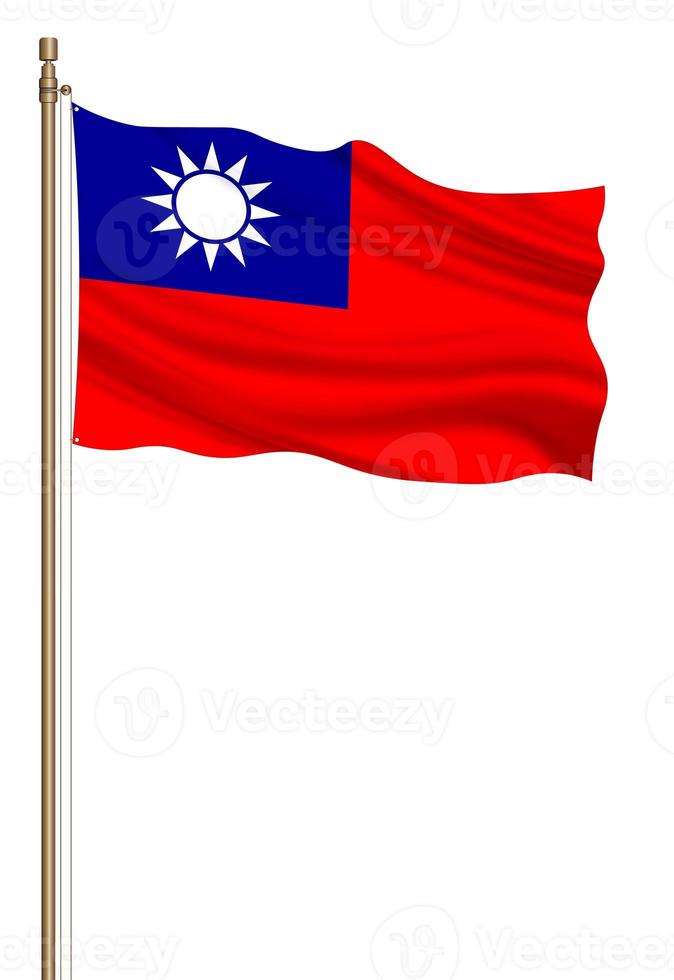3d flagga av republik av Kina på en pelare foto