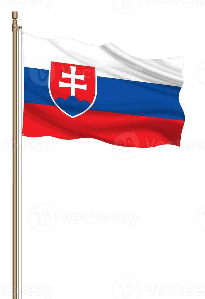 3d flagga av slovakia på en pelare foto