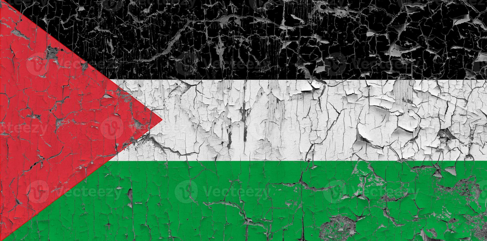 3d flagga av palestina på ett gammal sten vägg bakgrund. foto