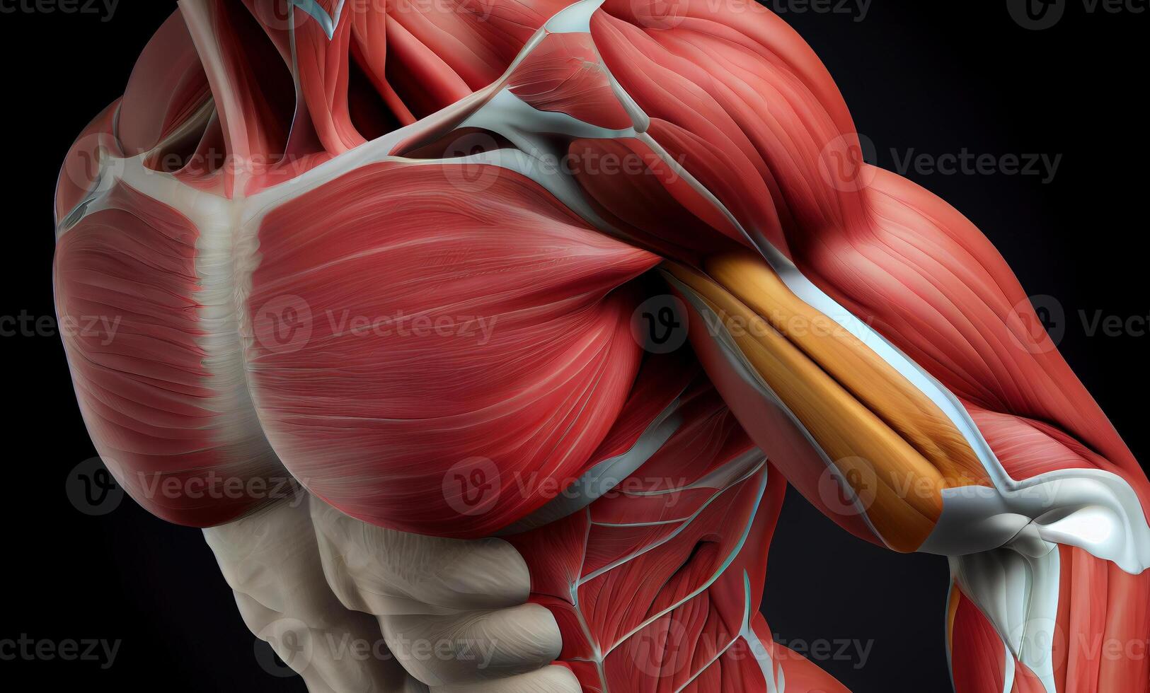 anatomisk se på biceps muskel, skapas med generativ ai foto