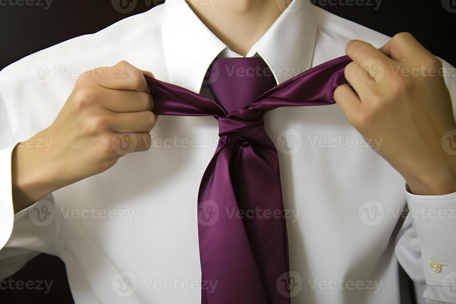 affärsman justeras hans slips. neuralt nätverk ai genererad foto