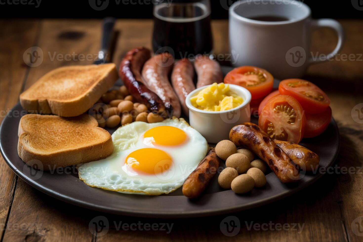 engelsk frukost mat meny. ai genererad. foto