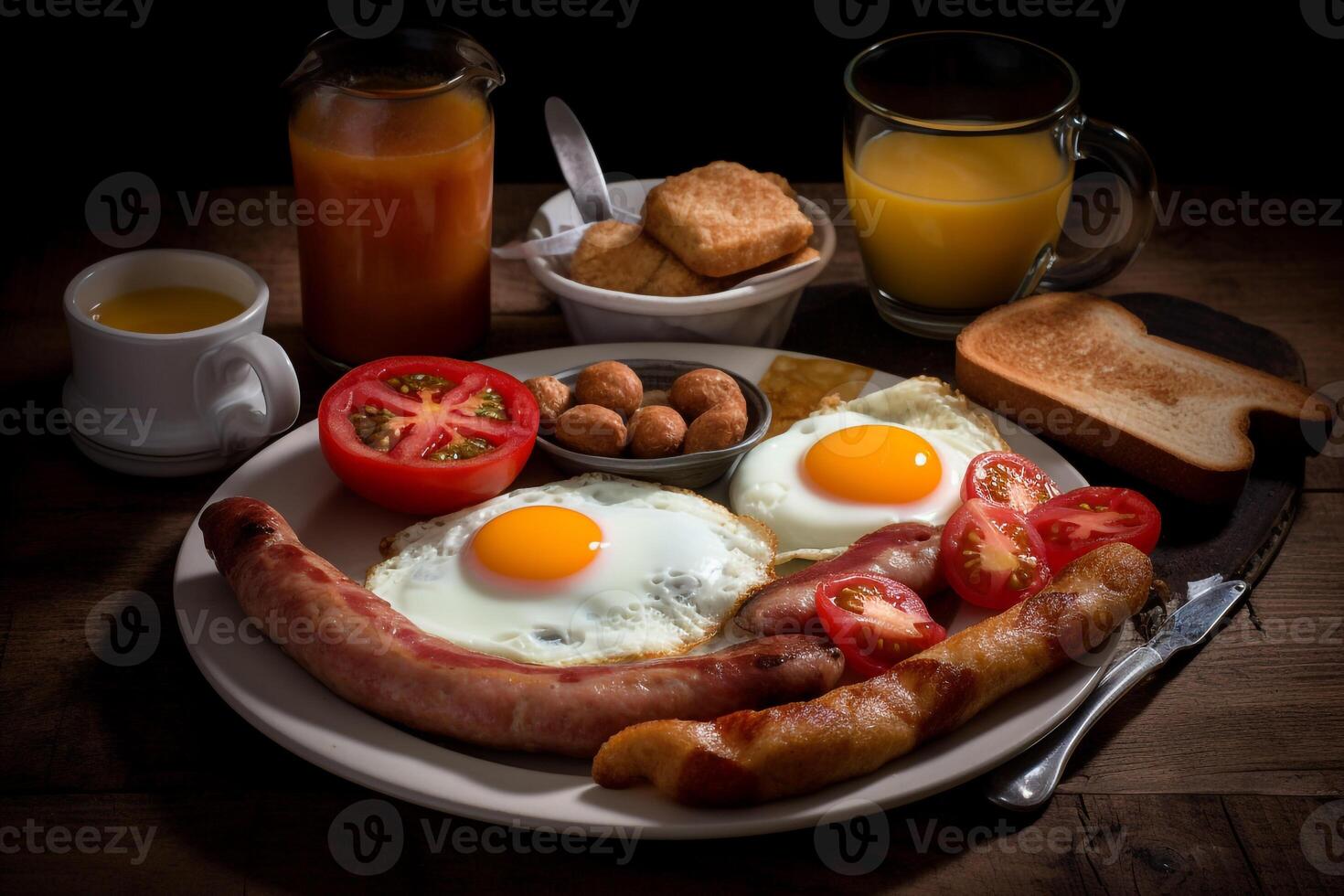 engelsk frukost mat meny. ai genererad. foto