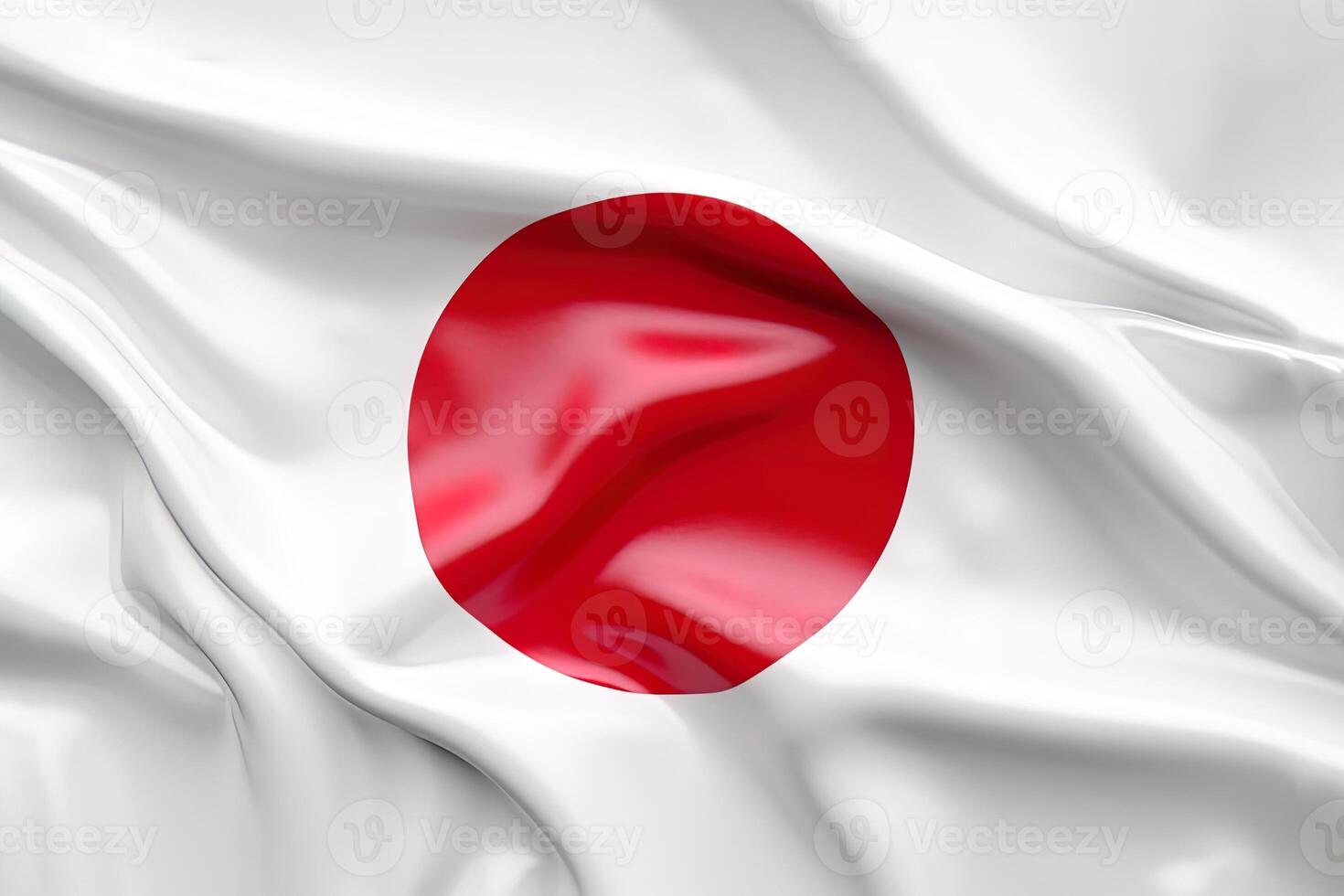 röd cirkel och vit bakgrund, vinka de nationell flagga av Japan, vinkade en i hög grad detaljerad närbild. ai genererad foto