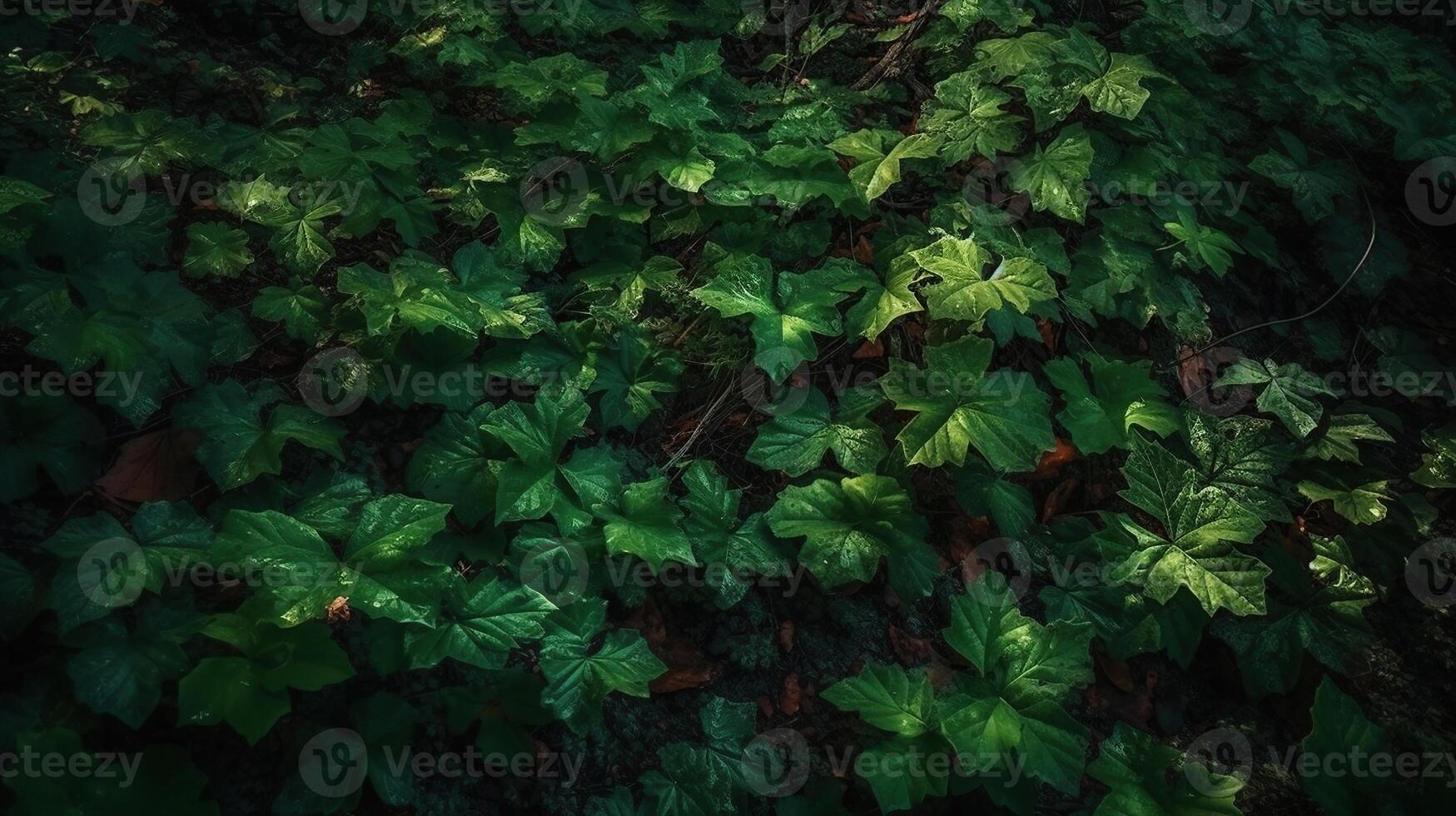 grön skog löv, ai genererad bild foto