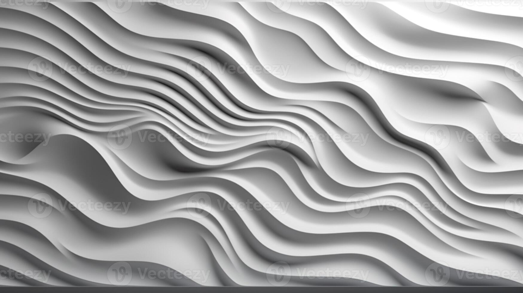 3d illustration vit sömlös mönster vågor ljus och skugga. vägg dekorativ bakgrund. ai generativ bild foto