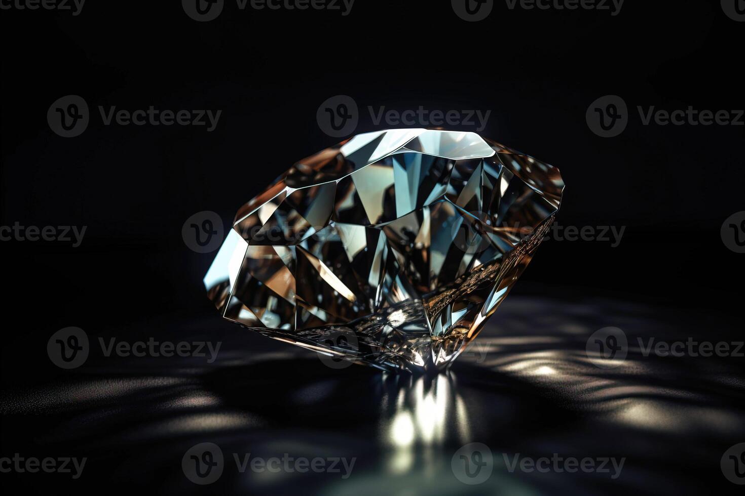 diamant är en sällsynt dyrbar naturlig geologisk sten på en svart bakgrund i låg nyckel. ai genererad. foto