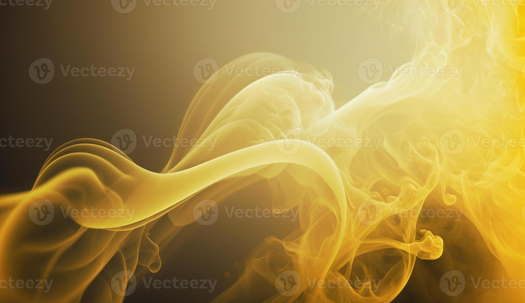 generativ ai, strömmande ljus gul rök med stänk. mjuk vätska baner, vår kvinna humör, 3d effekt, modern makro realistisk abstrakt bakgrund illustration, bläck i vatten effekt. foto