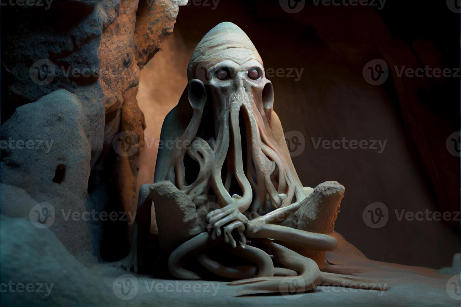 stänga upp av en staty av ett bläckfisk. generativ ai. foto