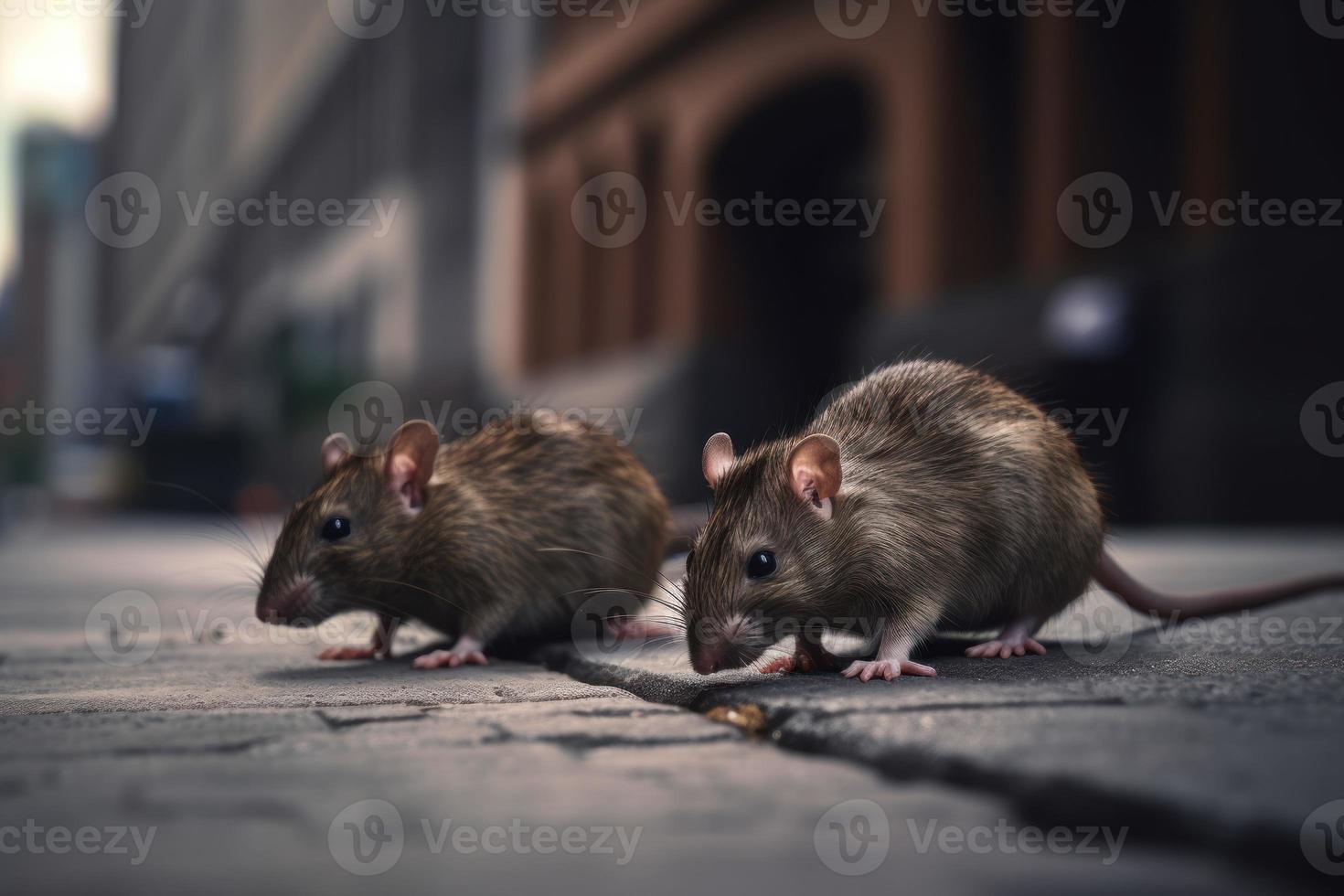två stad råttor. generera ai foto
