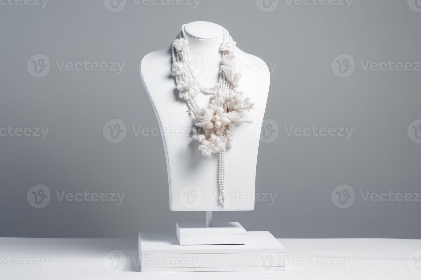 mannekäng Smycken visa stå på vit bakgrund ai genererad foto