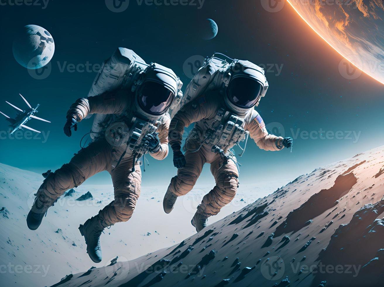 astronauter flytande i de Plats. foto