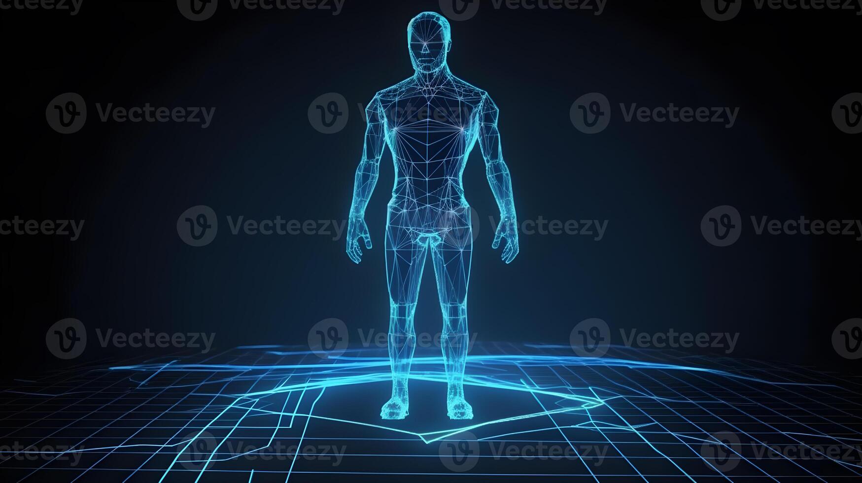 hologram mänsklig 3d modell illustration ,generativ ai foto