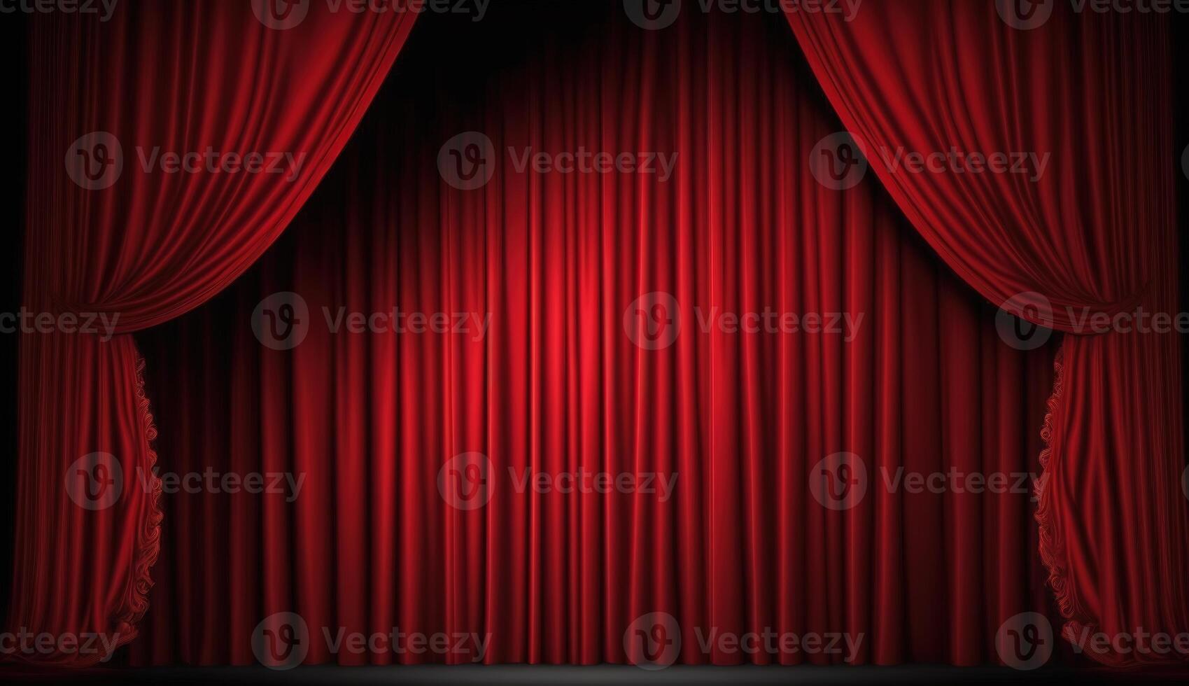 djärv och dramatisk röd teater gardiner. generativ ai foto