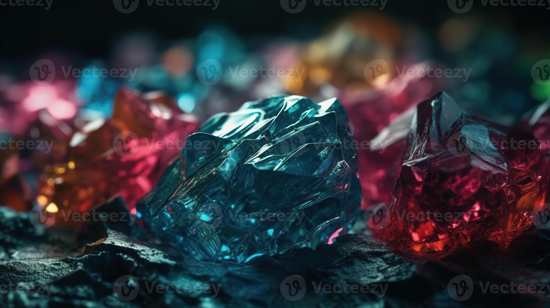 närbild av skön kristaller med strålnings glans och unik bildning. generativ ai foto