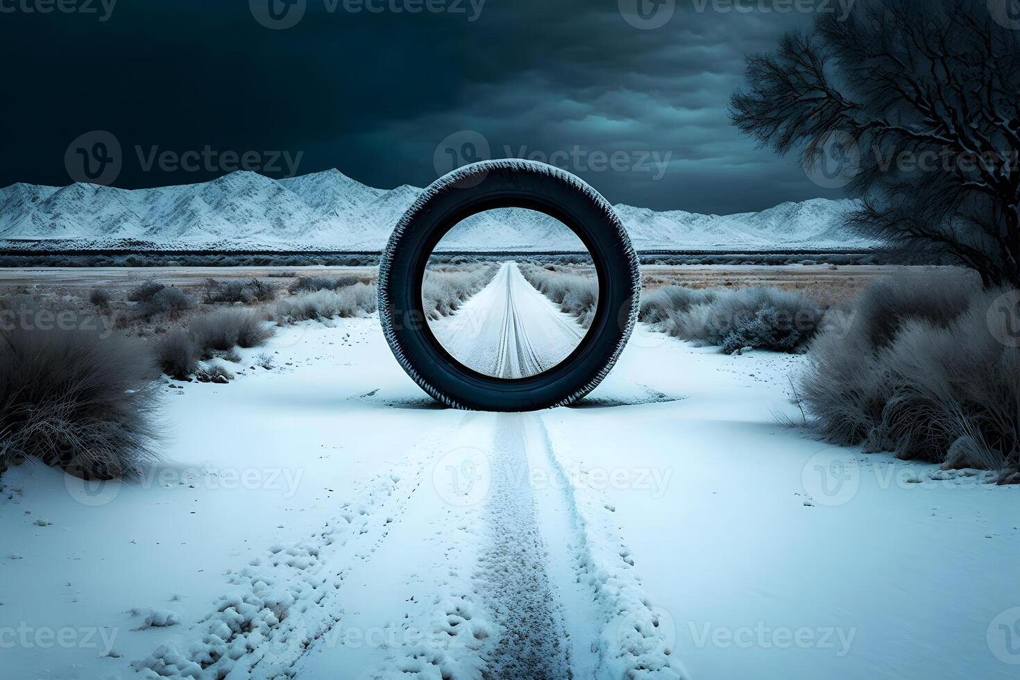 vinter- däck på is. neuralt nätverk ai genererad foto